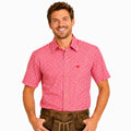 Orbis textie Orbis trachtenhemd rood-wit korte mouw