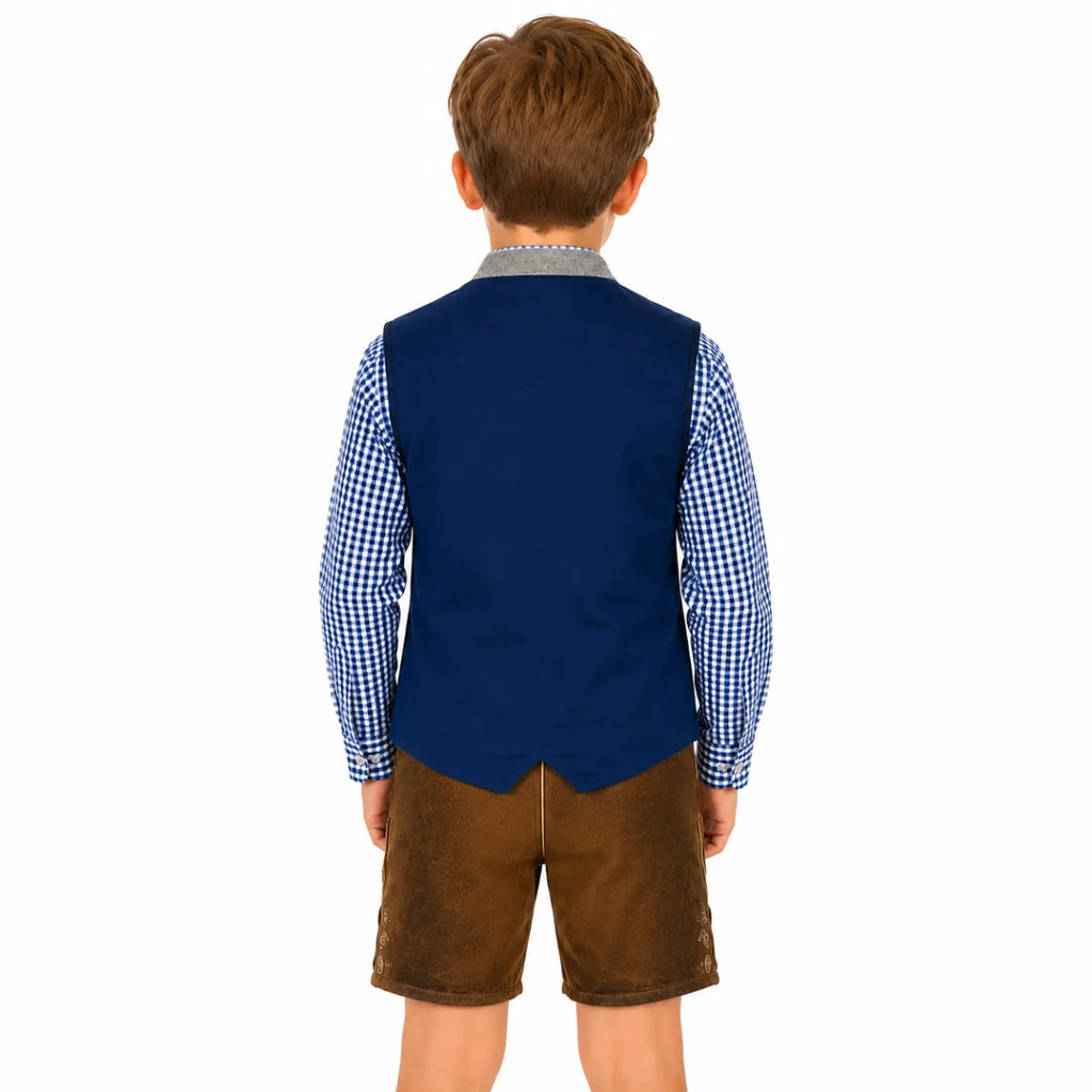 Ederer Max Isar Trachten jongens gilet blauw-grijs