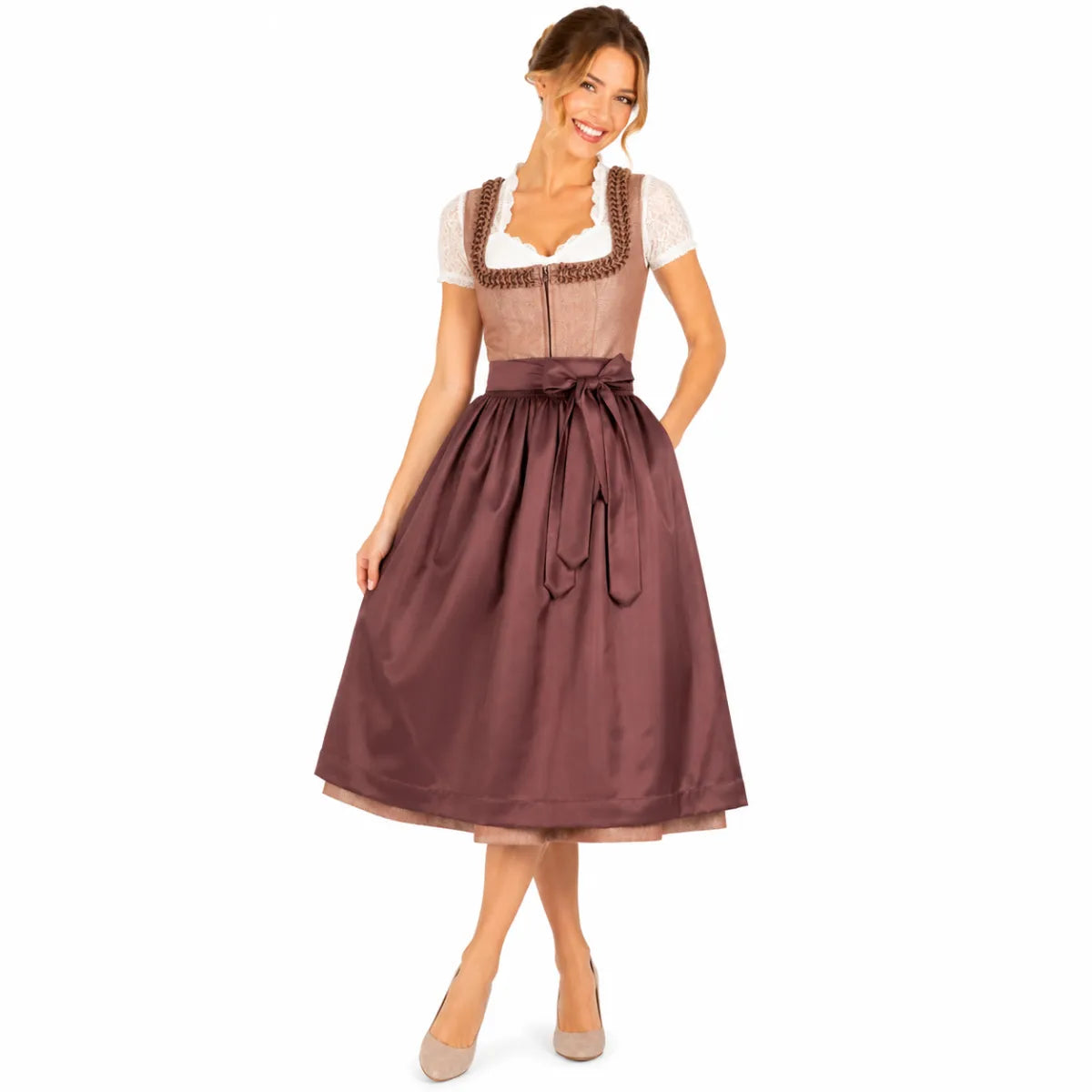 Trach Deiser Trachten Deiser dirndl rose-bordeaux rood 70 cm