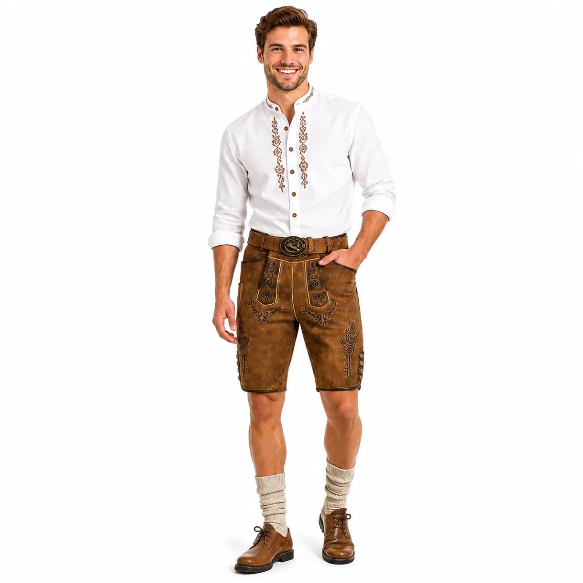 Taleco Tra. Maddox Lederhose Rolli Stroh Antik