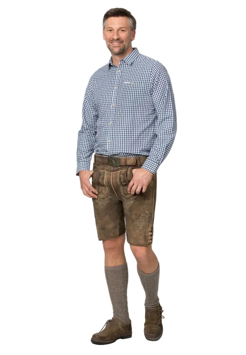Stockerpoint Stockerpoint Trachtenhemd blauw-wit met lange mouw
