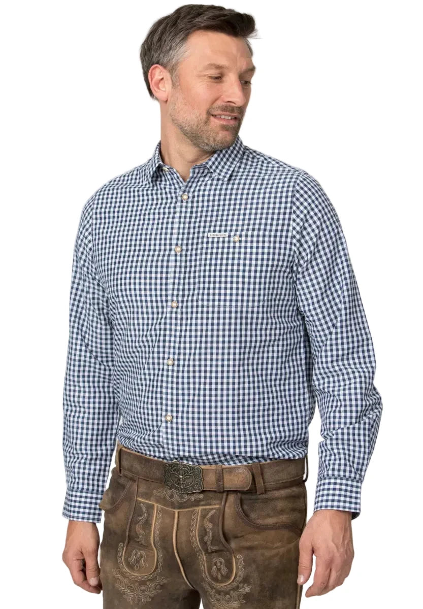 Stockerpoint Stockerpoint Trachtenhemd blauw-wit met lange mouw