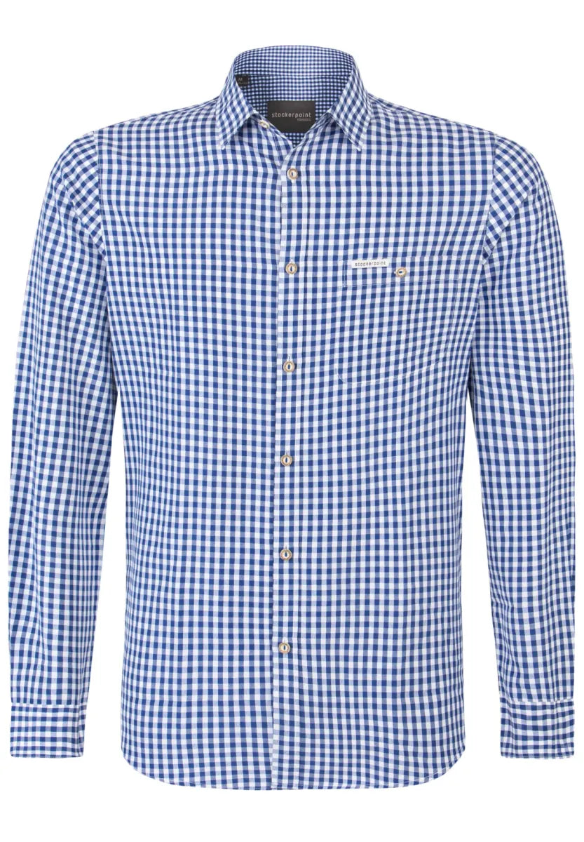 Stockerpoint Stockerpoint Trachtenhemd blauw-wit met lange mouw