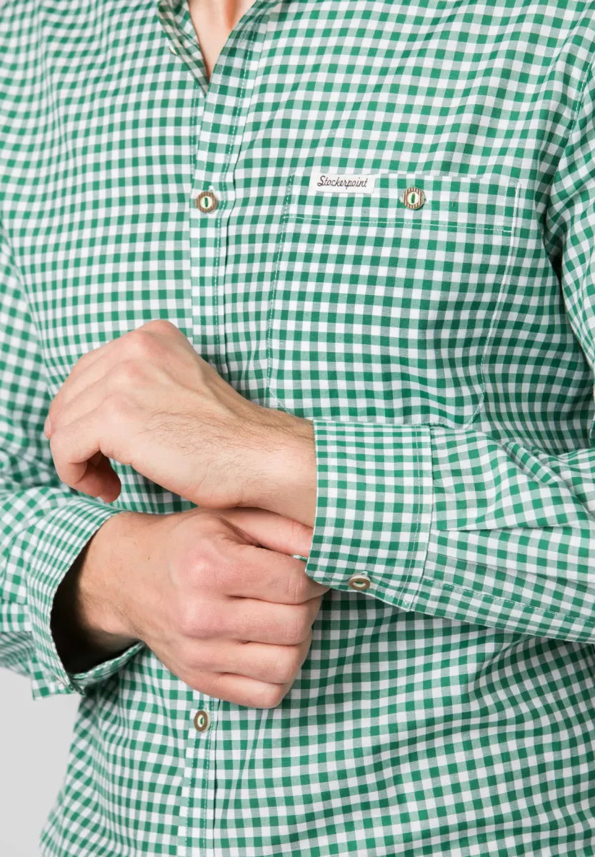 Stockerpoint Stockerpoint Trachtenhemd groen-wit met lange mouw