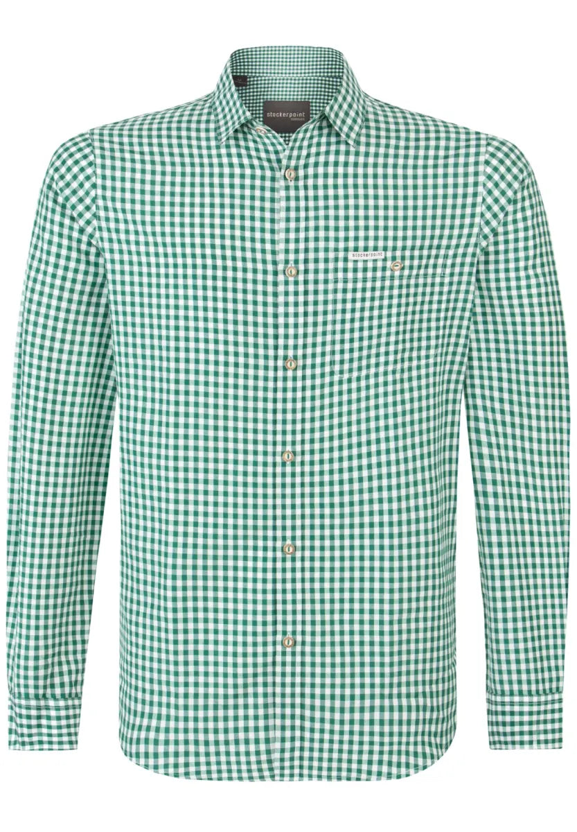 Stockerpoint Stockerpoint Trachtenhemd groen-wit met lange mouw