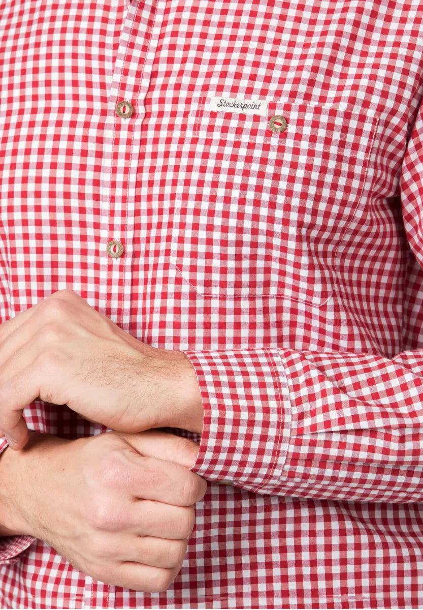 Stockerpoint Stockerpoint Trachtenhemd Rood-wit met lange mouw