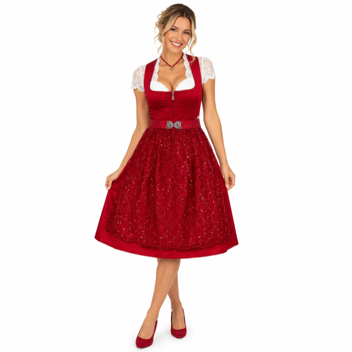 Marjo Tracht Marjo dirndl Dietach rood chili (58cm)